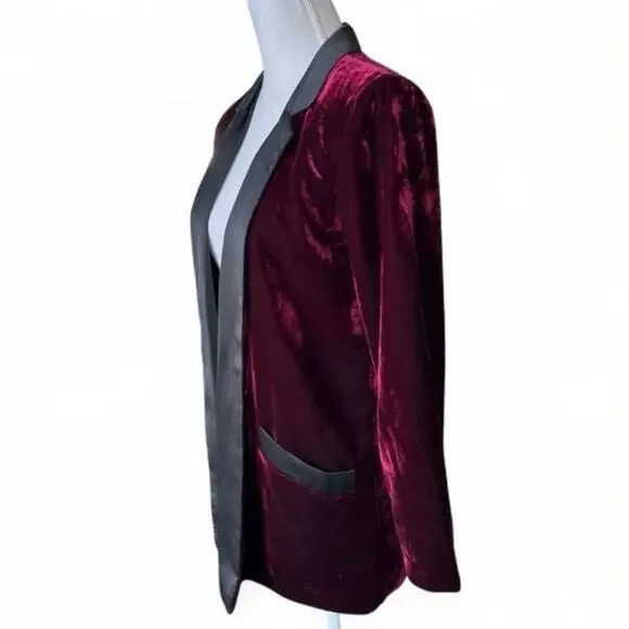 BB Dakota velvet blazer midnight in Paris in Bordeaux holiday relaxed burgundy - Picture 3 of 9